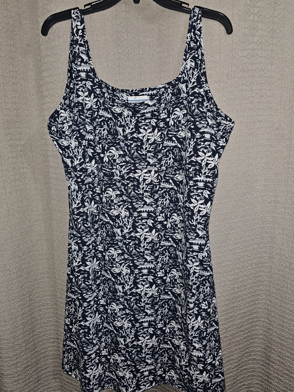 Columbia Navy & White Floral-Print Midi Tank Dress